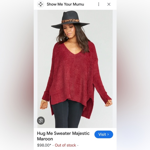 Show Me Your Mumu oversized Hug Me Sweater in Majestic Maroon. Size Medium. - Picture 1 of 4